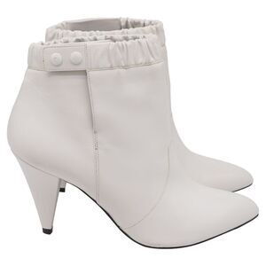 Celine Pointed-Toe Elastic Ankle Boots in White Leather